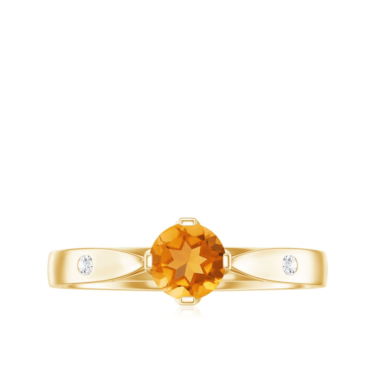 Certified Real Citrine Promise Ring with Diamond