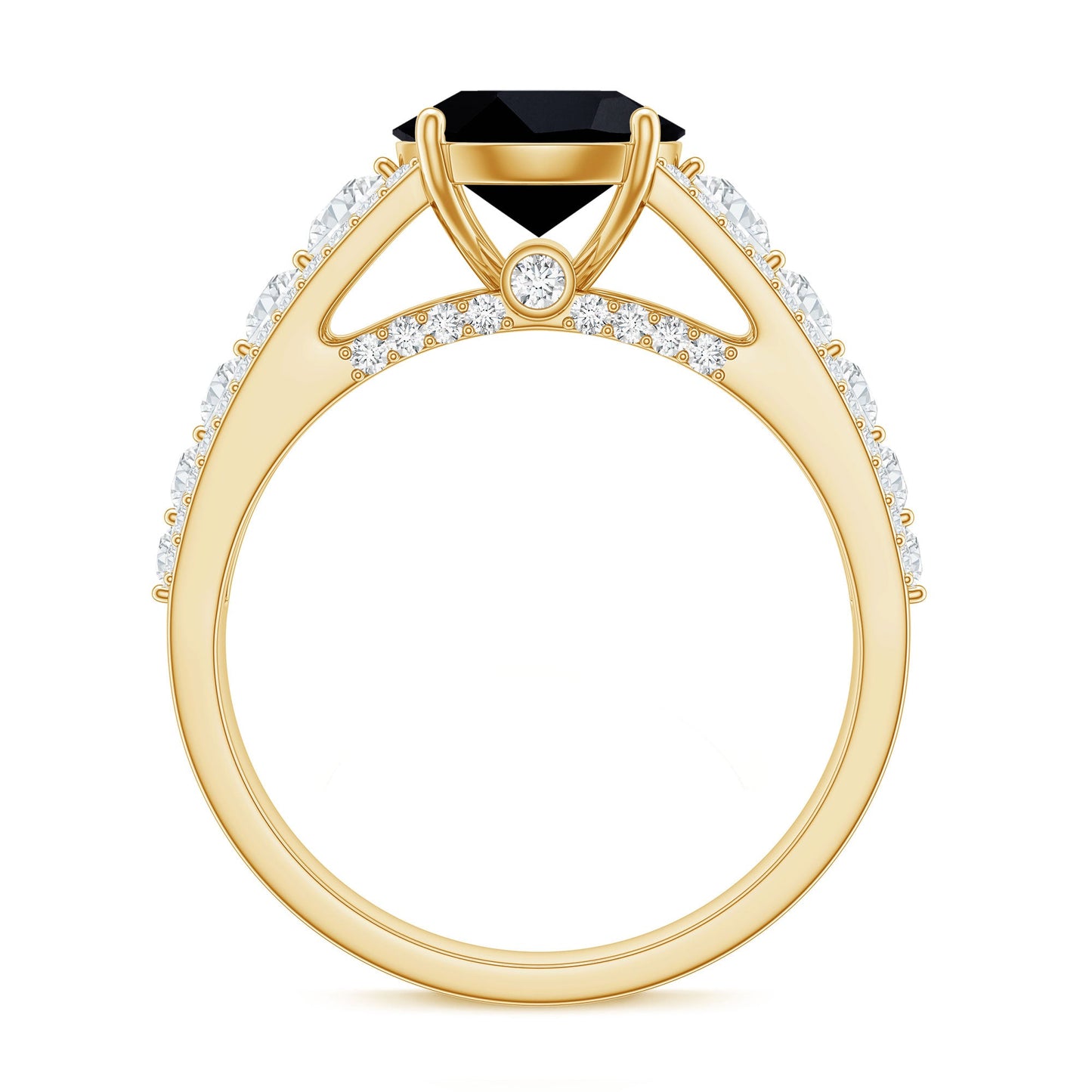 Lab-Created Black Diamond Statement Engagement Ring with Moissanite