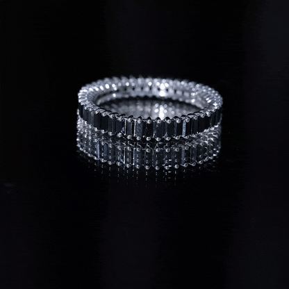 Certified Baguette Lab Grown Black Diamond Eternity Ring for Anniversary