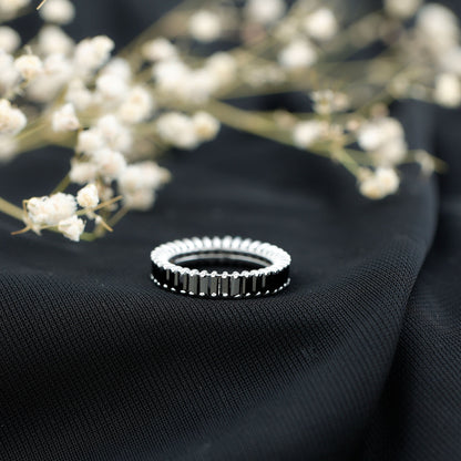 Certified Baguette Lab Grown Black Diamond Eternity Ring for Anniversary