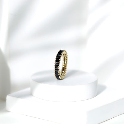 Certified Baguette Lab Grown Black Diamond Eternity Ring for Anniversary