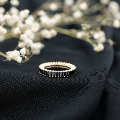 Certified Baguette Lab Grown Black Diamond Eternity Ring for Anniversary