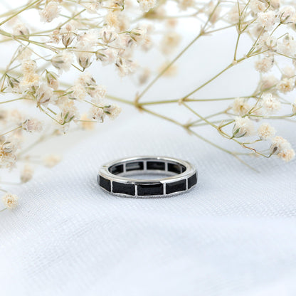 Baguette Cut Lab Grown Black Diamond Eternity Band Ring