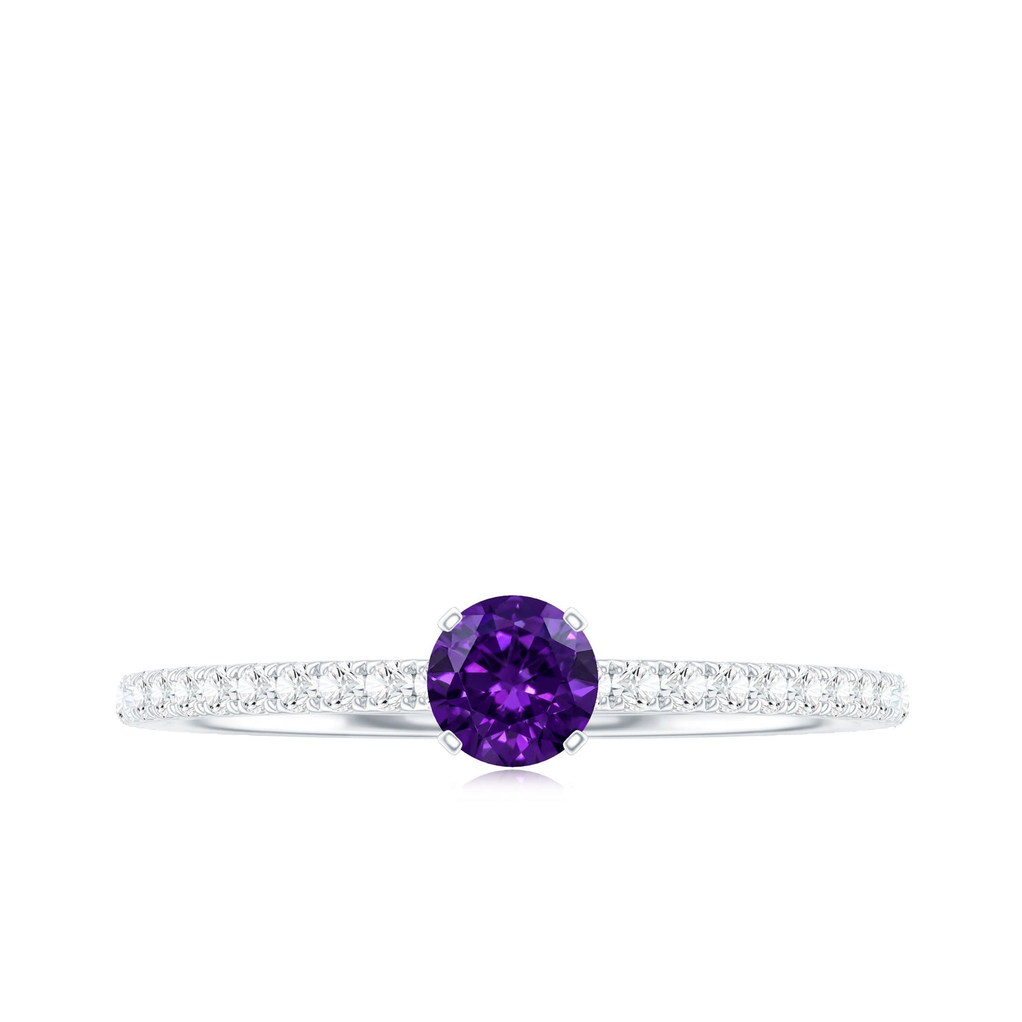 Real Amethyst Diamond Promise Ring for Women