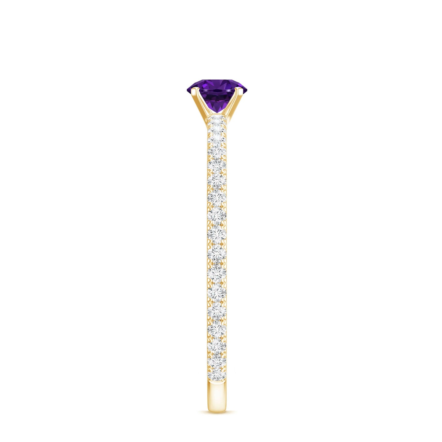 Real Amethyst Diamond Promise Ring for Women