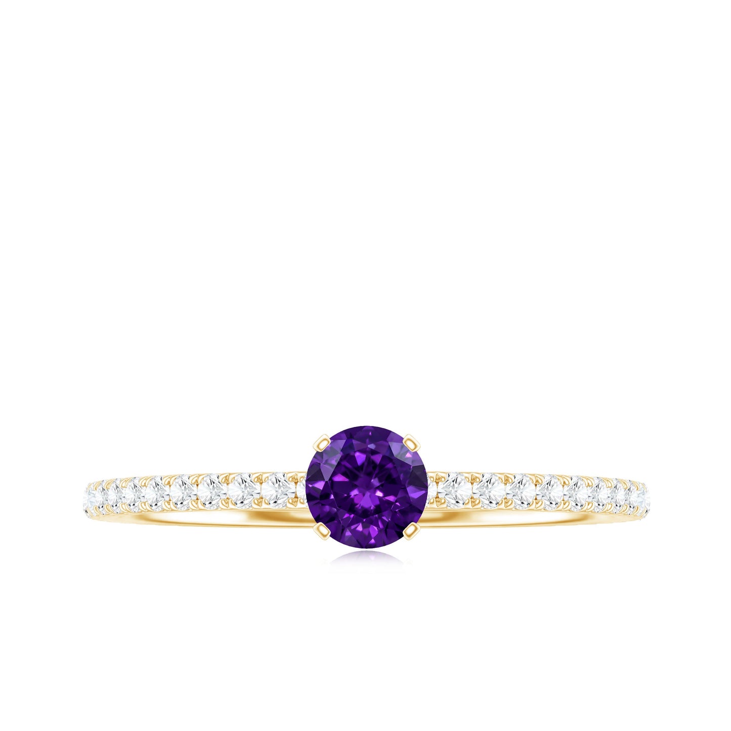 Real Amethyst Diamond Promise Ring for Women