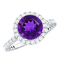 Certified Real 2 Carat Amethyst Engagement Ring with Moissanite Halo
