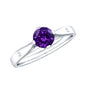 0.4 Carat Solitaire Round Shape Amethyst Ring with Diamond