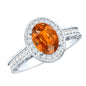 1.5 Carat Lab Grown Orange Sapphire Engagement Ring with Diamond Halo