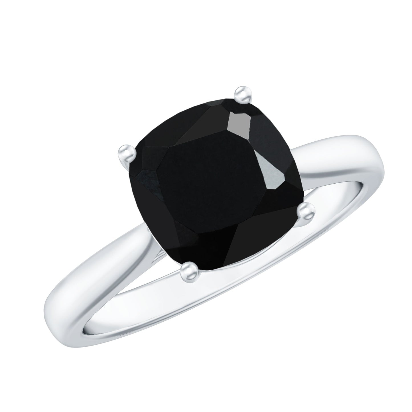 2 Carat Cushion Cut Black Onyx Solitaire Engagement Ring