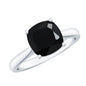 2 Carat Cushion Cut Black Onyx Solitaire Engagement Ring