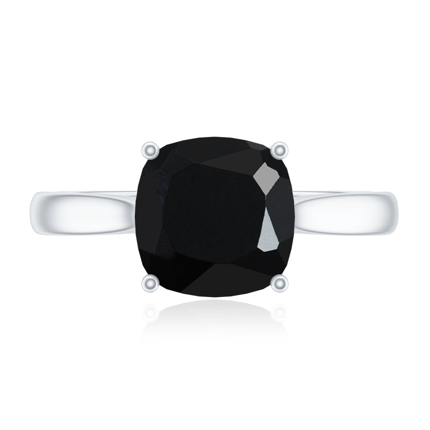 2 Carat Cushion Cut Black Onyx Solitaire Engagement Ring