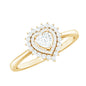 Certified Real 0.27 Carat Diamond Heart Engagement Ring with Double Halo