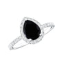 1 Carat Black Onyx Pear Engagement Ring with Diamond Halo