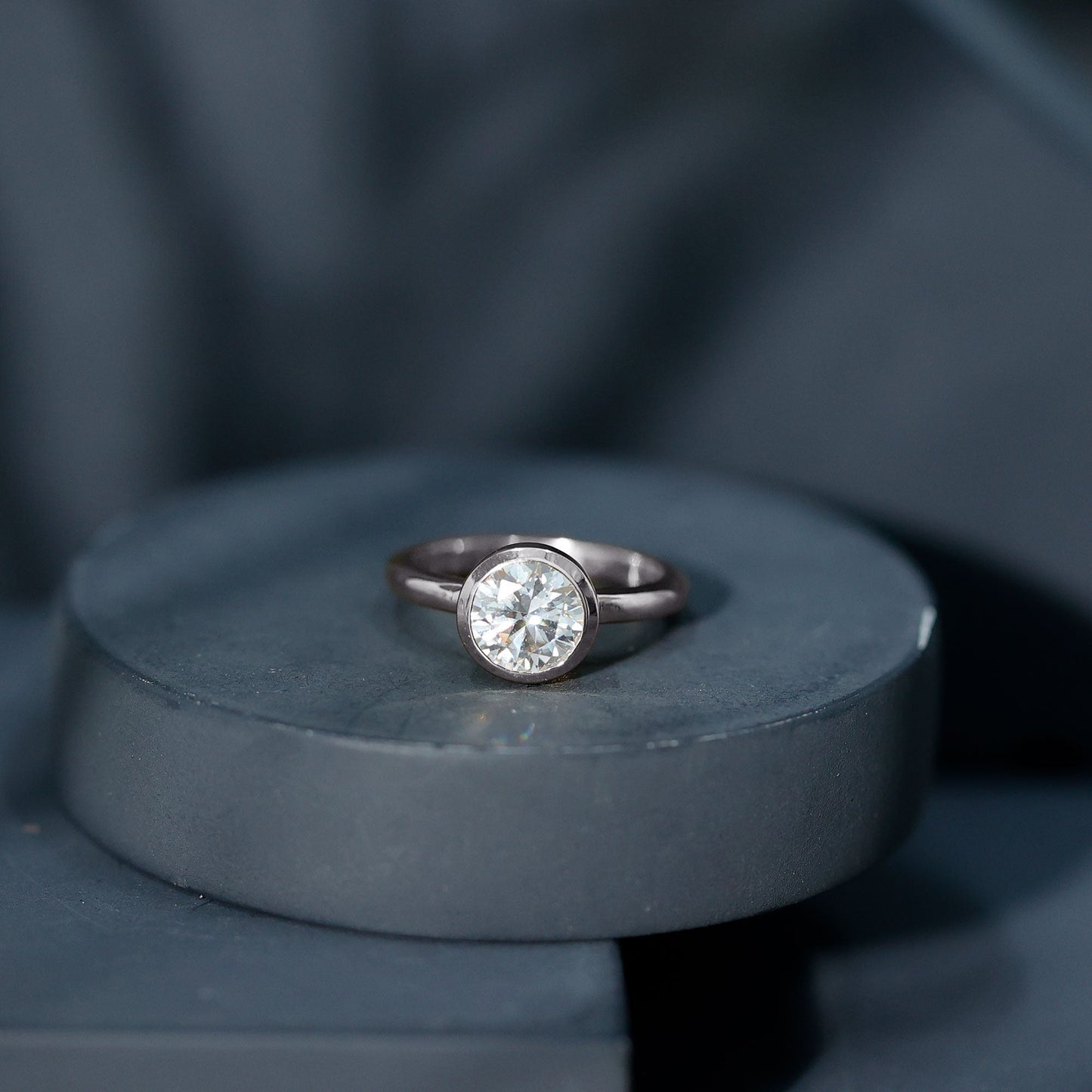 Bezel Set Moissanite Solitaire Ring For Engagement