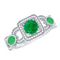 Vintage Style Emerald and Diamond Engagement Ring for Women