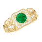 Vintage Looking Emerald Engagement Ring with Diamond Halo