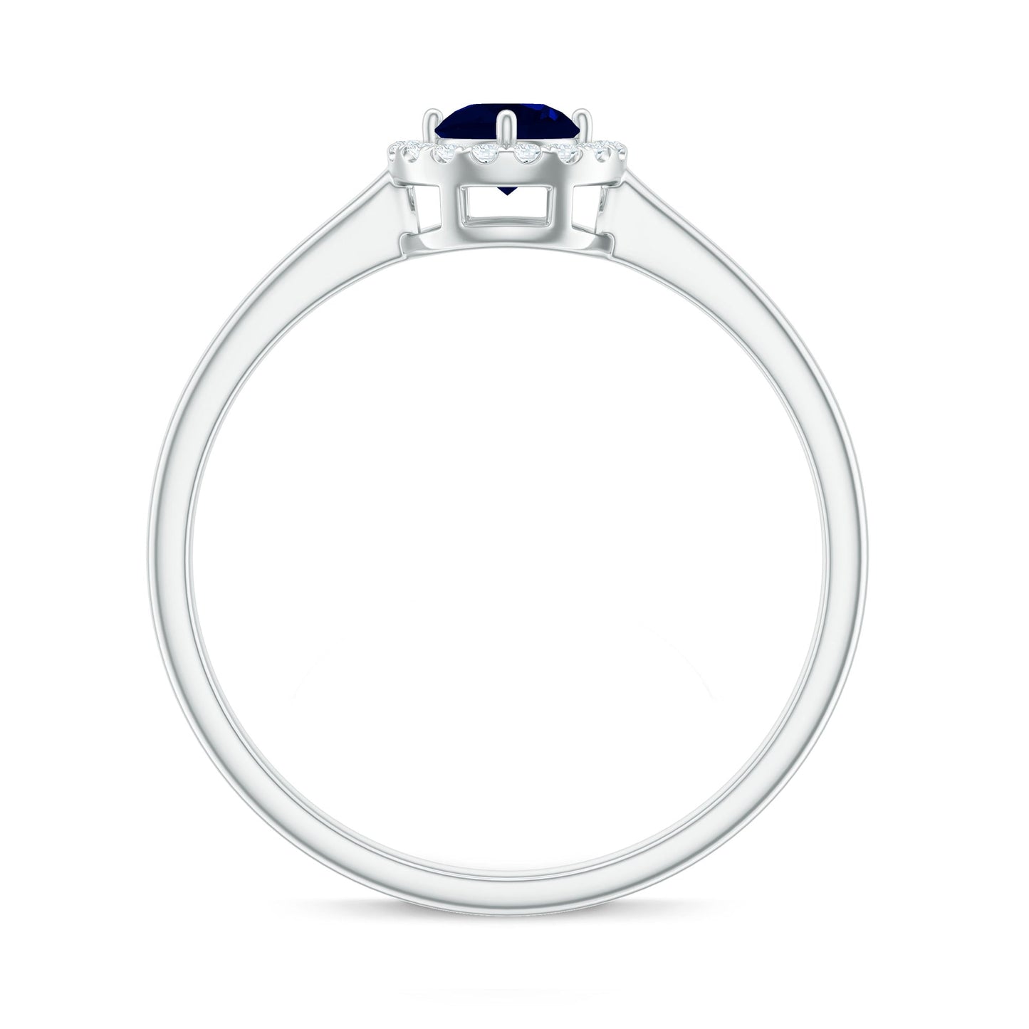 Dainty Blue Sapphire and Diamond Floating Halo Ring