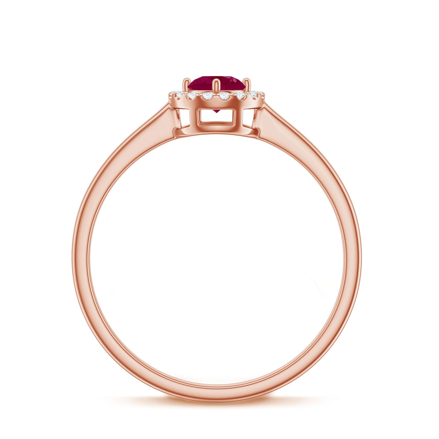 Genuine Ruby Promise Ring with Diamond Halo