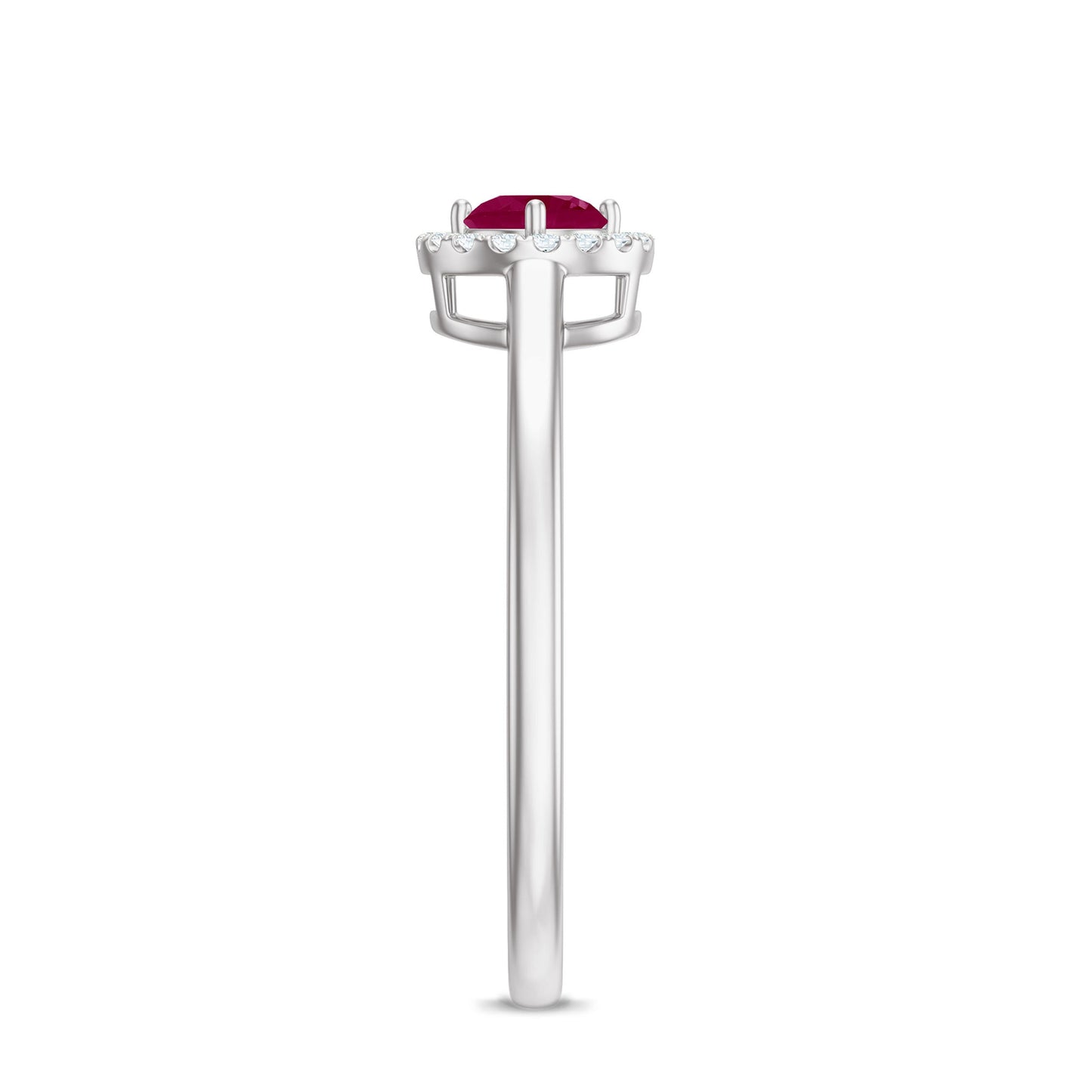 Genuine Ruby Promise Ring with Diamond Halo