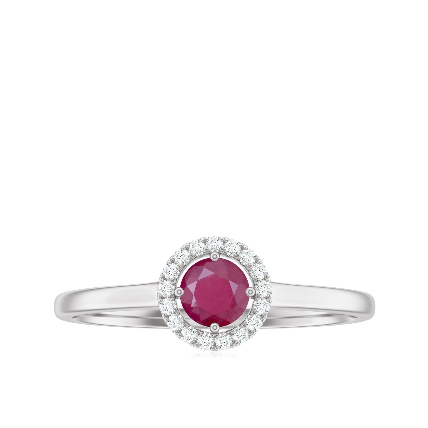 Genuine Ruby Promise Ring with Diamond Halo