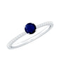 Real 0.9 Carat Blue Sapphire Promise Ring with Diamonds