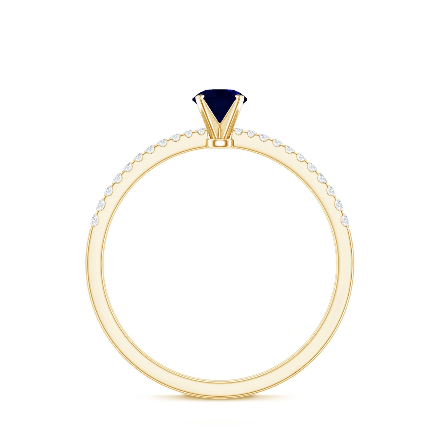 Real 0.9 Carat Blue Sapphire Promise Ring with Diamonds