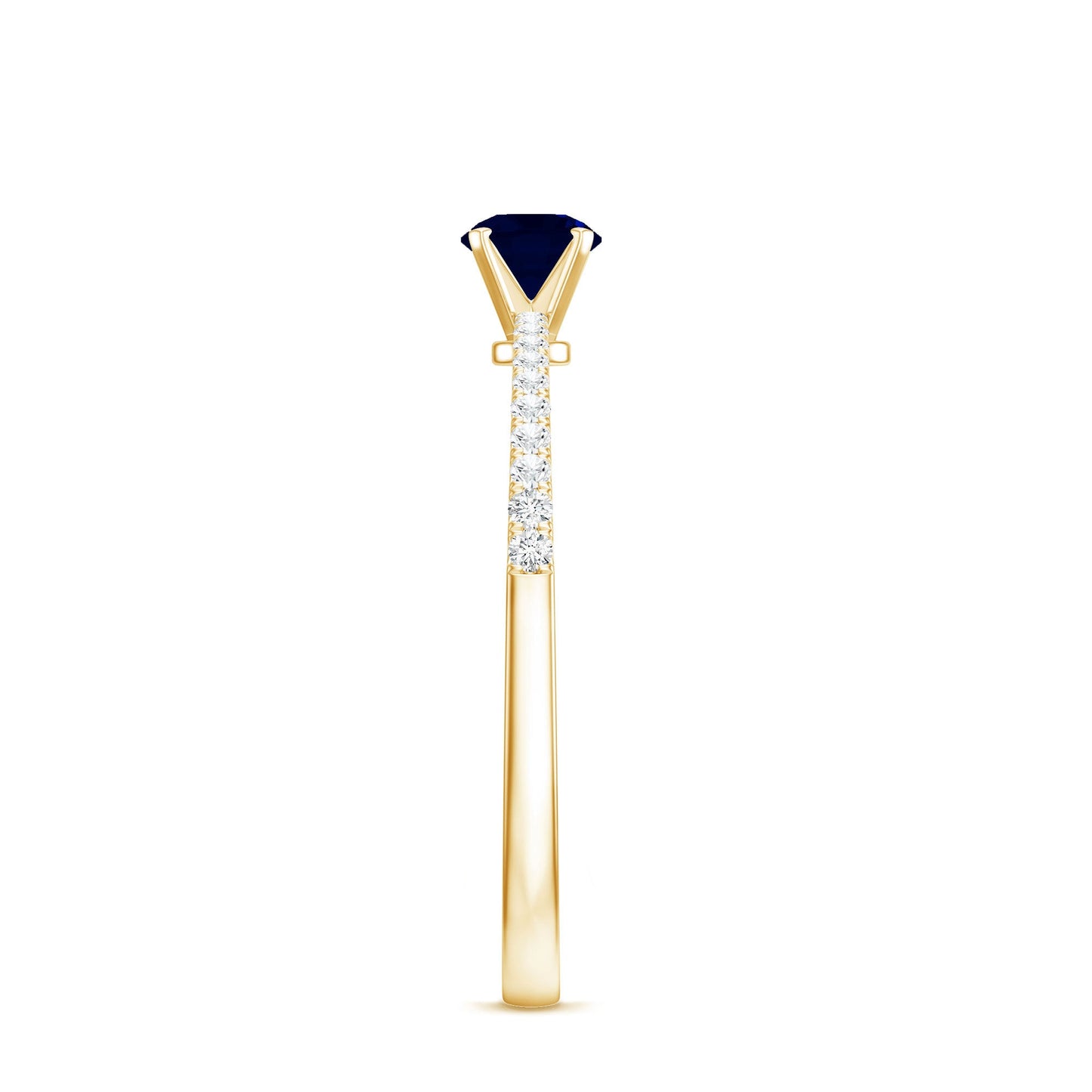 Real 0.9 Carat Blue Sapphire Promise Ring with Diamonds
