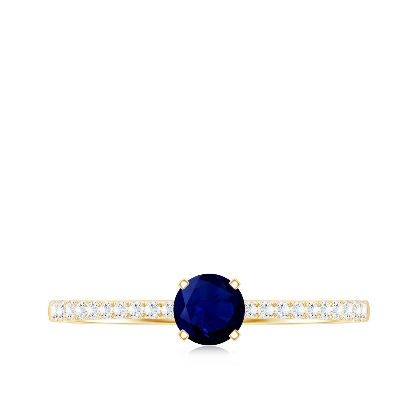 Real 0.9 Carat Blue Sapphire Promise Ring with Diamonds