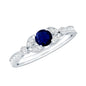 Vintage Inspired Blue Sapphire and Diamond Engagement Ring with Milgrain Details