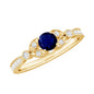 Vintage Inspired Blue Sapphire and Diamond Engagement Ring with Milgrain Details