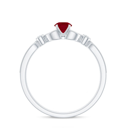 Vintage Style 0.6 Carat Ruby Diamond Engagement Ring for Women