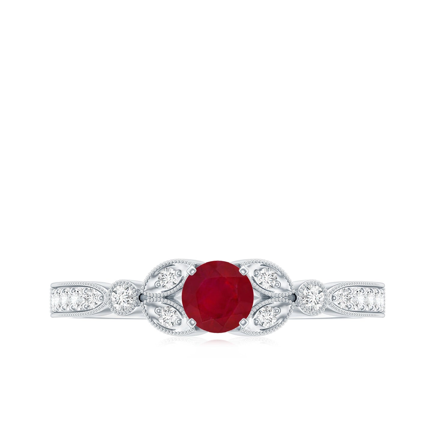 Vintage Style 0.6 Carat Ruby Diamond Engagement Ring for Women