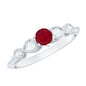 Genuine Ruby Vintage Inspired Engagement Ring with Diamond