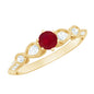 Genuine Ruby Vintage Inspired Engagement Ring with Diamond