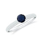 Genuine Blue Sapphire and Diamond Side Stone Engagement Ring