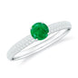 Classic Emerald Solitaire Engagement Ring with Real Diamond Side Stones