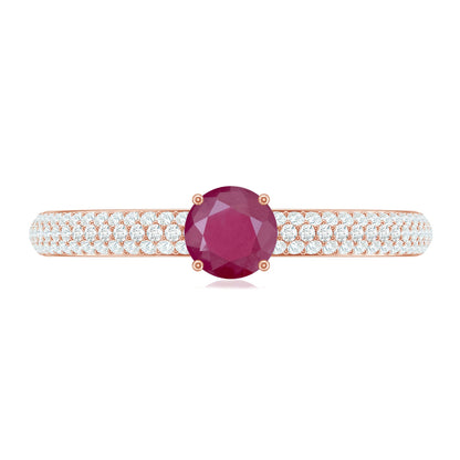 Natural Ruby Diamond Engagement Ring for Women