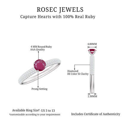 Natural Ruby Diamond Engagement Ring for Women
