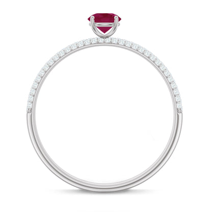 Natural Ruby Diamond Engagement Ring for Women