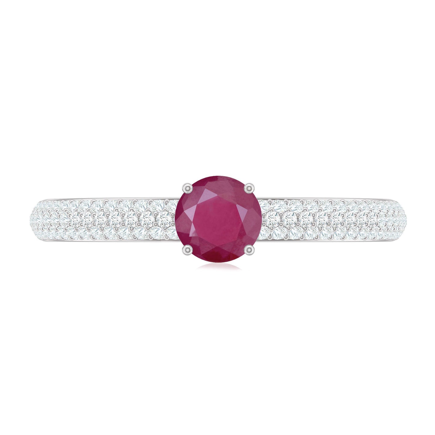 Natural Ruby Diamond Engagement Ring for Women