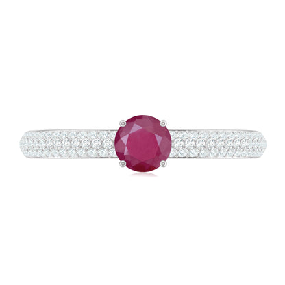 Natural Ruby Diamond Engagement Ring for Women