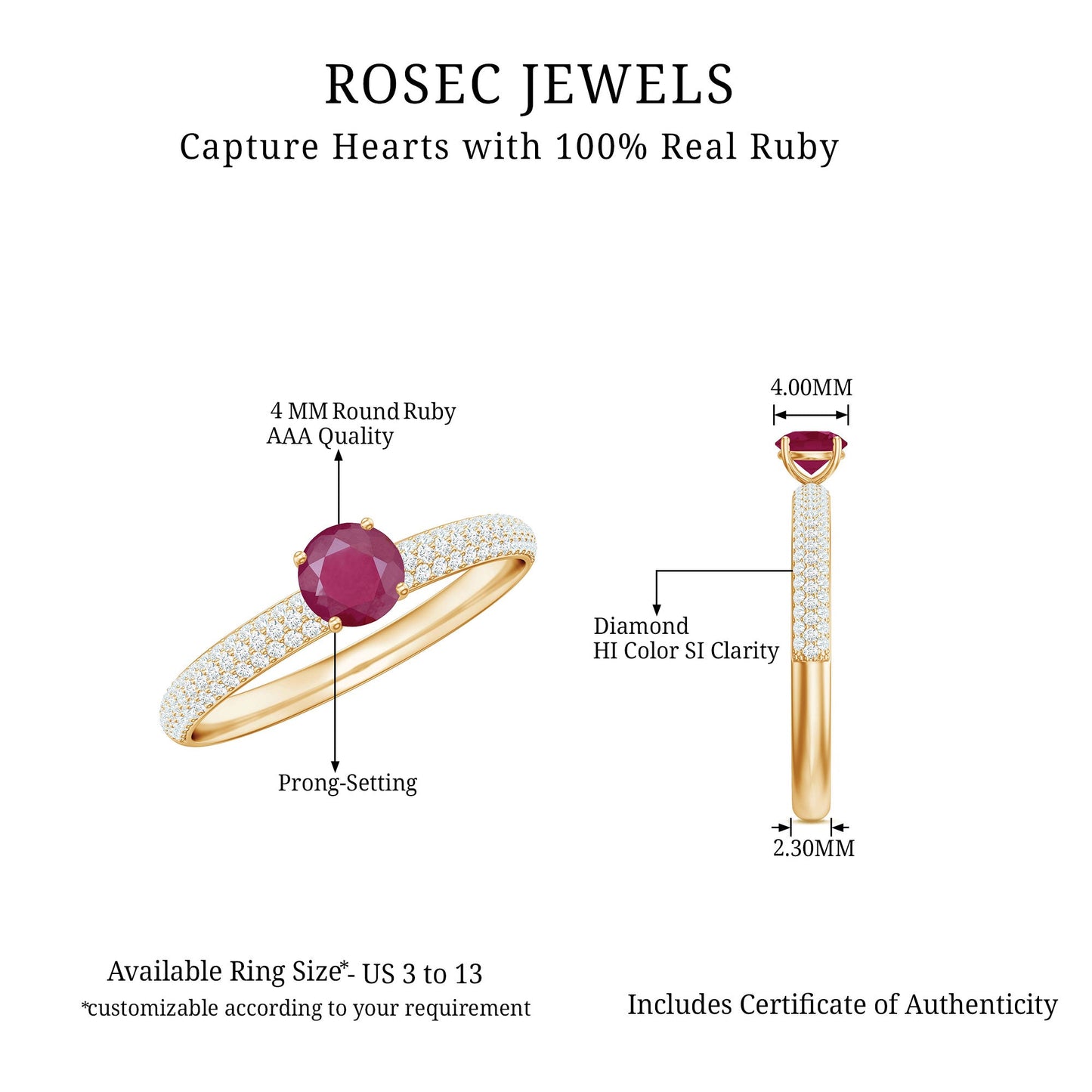 Natural Ruby Diamond Engagement Ring for Women