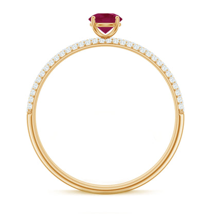 Natural Ruby Diamond Engagement Ring for Women