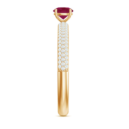 Natural Ruby Diamond Engagement Ring for Women