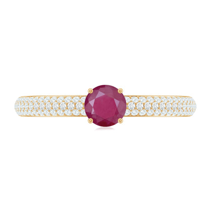 Natural Ruby Diamond Engagement Ring for Women
