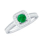 Real Half Carat Emerald Engagement Ring with Diamond Halo