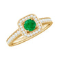 Real Half Carat Emerald Engagement Ring with Diamond Halo