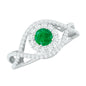 Natural Emerald Engagement Ring with Diamond Crossover Shank