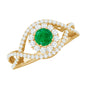 Natural Emerald Engagement Ring with Diamond Crossover Shank